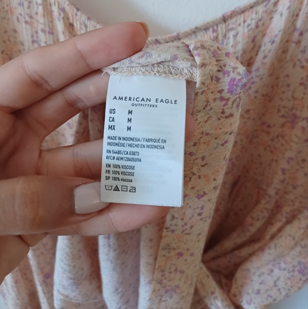 ⛔️SALE PENDING⛔️🆕NWT AE Floral Tie-Strap Babydoll Dress in 'Pink' - Picture 13 of 16